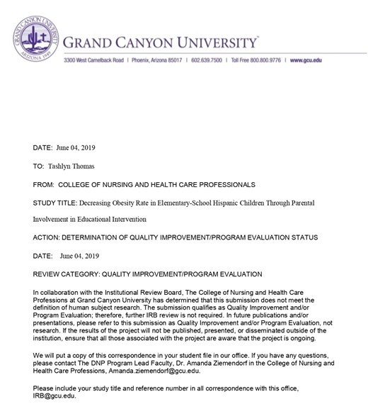 Outcome Approval Letter.