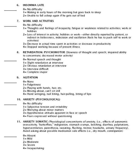 Hamilton Rating Scale for Depression.