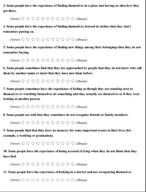 Dissociative Experiences Scale.