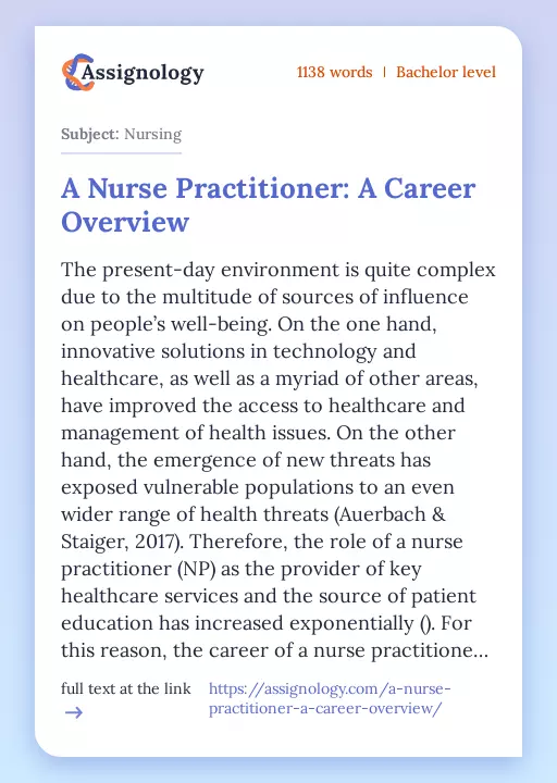 A Nurse Practitioner: A Career Overview - Essay Preview