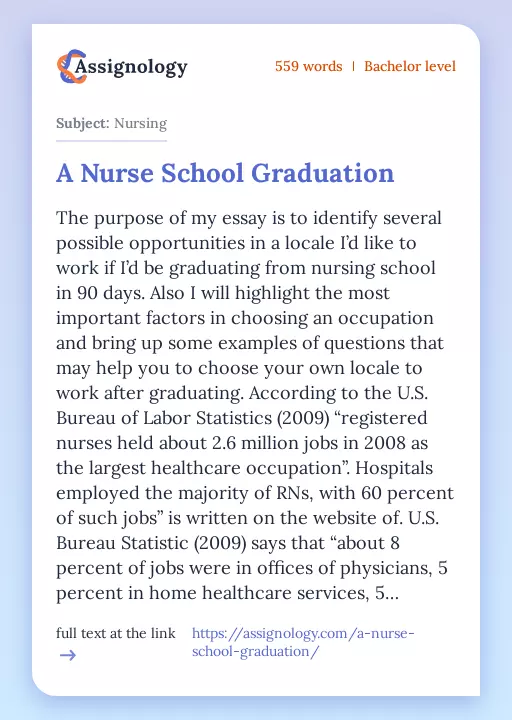 A Nurse School Graduation - Essay Preview