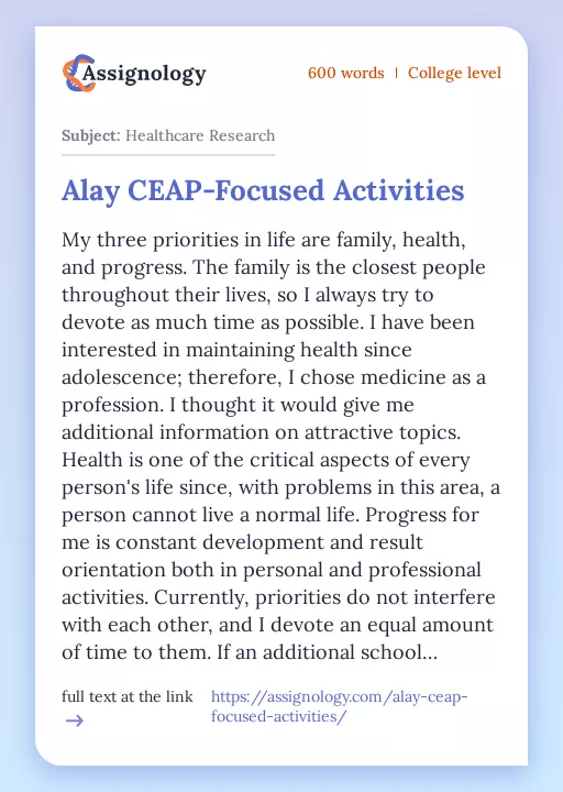 Alay CEAP-Focused Activities - Essay Preview