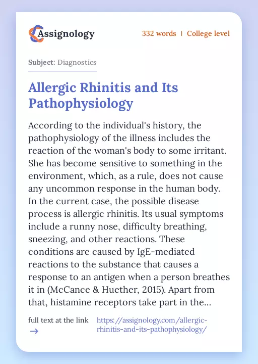 Allergic Rhinitis and Its Pathophysiology - Essay Preview