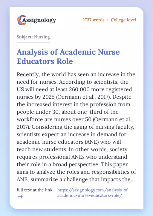 Analysis of Academic Nurse Educators Role - Essay Preview