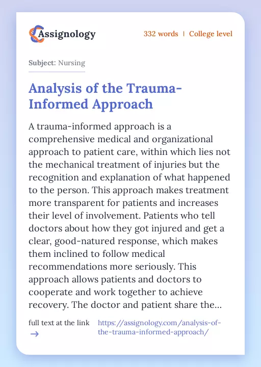 Analysis of the Trauma-Informed Approach - Essay Preview