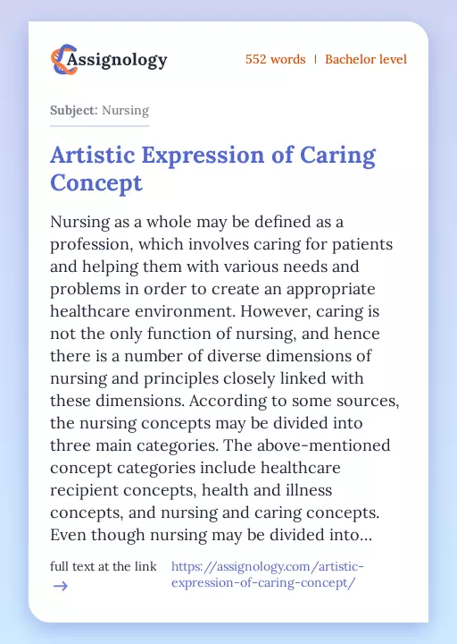 Artistic Expression of Caring Concept - Essay Preview