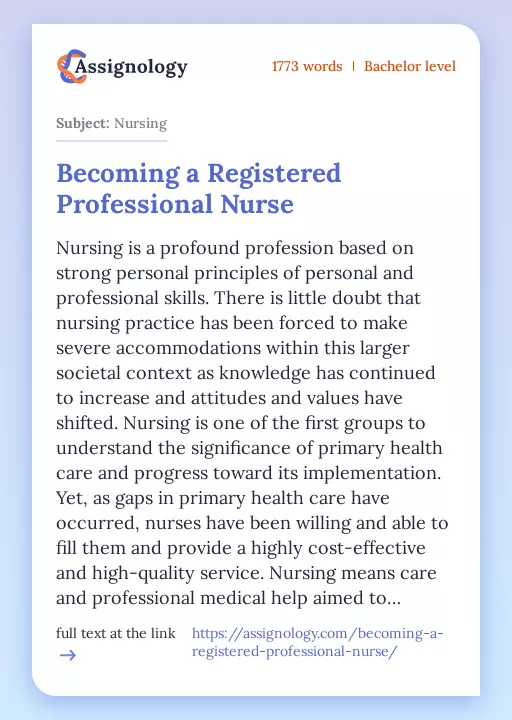 Becoming a Registered Professional Nurse - Essay Preview