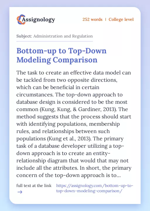 Bottom-up to Top-Down Modeling Comparison - Essay Preview