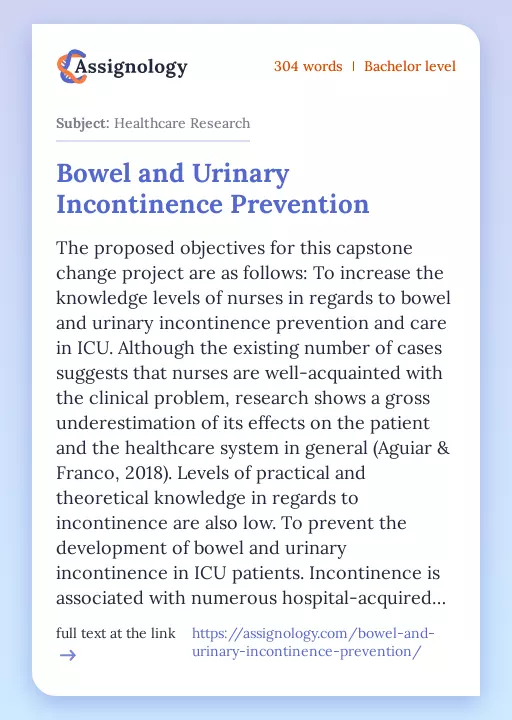 Bowel and Urinary Incontinence Prevention - Essay Preview