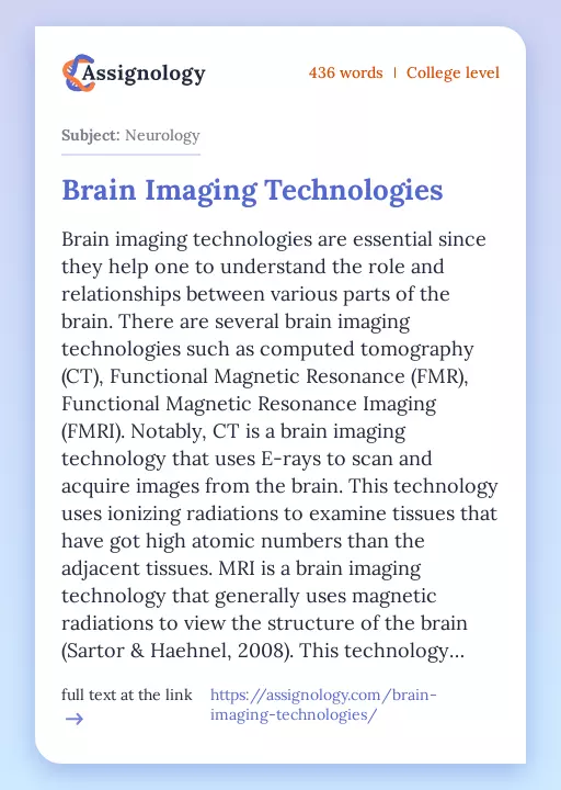 Brain Imaging Technologies - Essay Preview