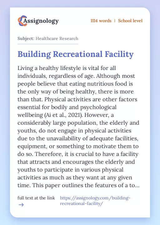 Building Recreational Facility - Essay Preview