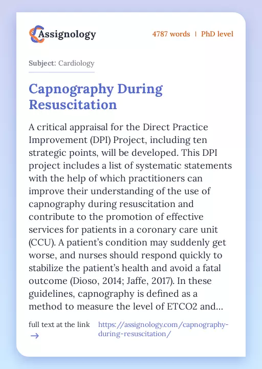 Capnography During Resuscitation - Essay Preview