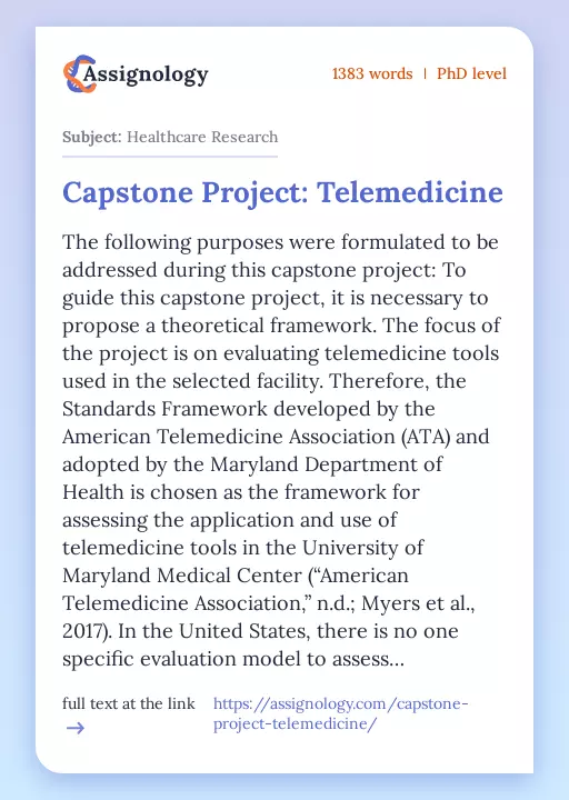 Capstone Project: Telemedicine - Essay Preview