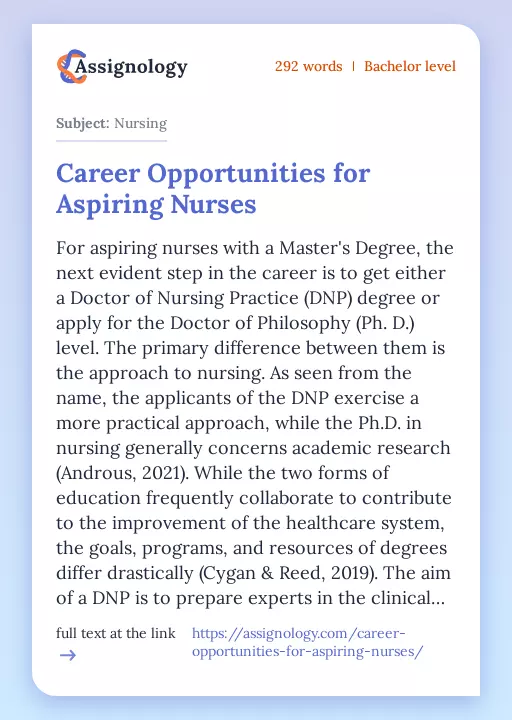 Career Opportunities for Aspiring Nurses - Essay Preview