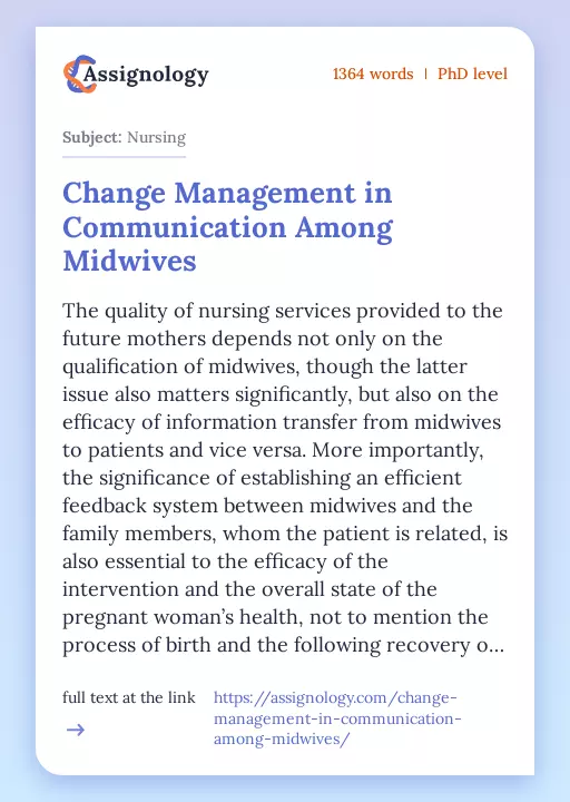 Change Management in Communication Among Midwives - Essay Preview