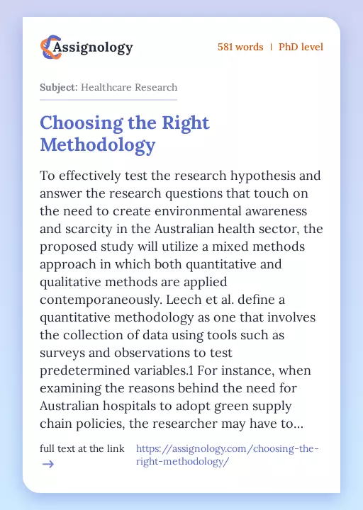 Choosing the Right Methodology - Essay Preview