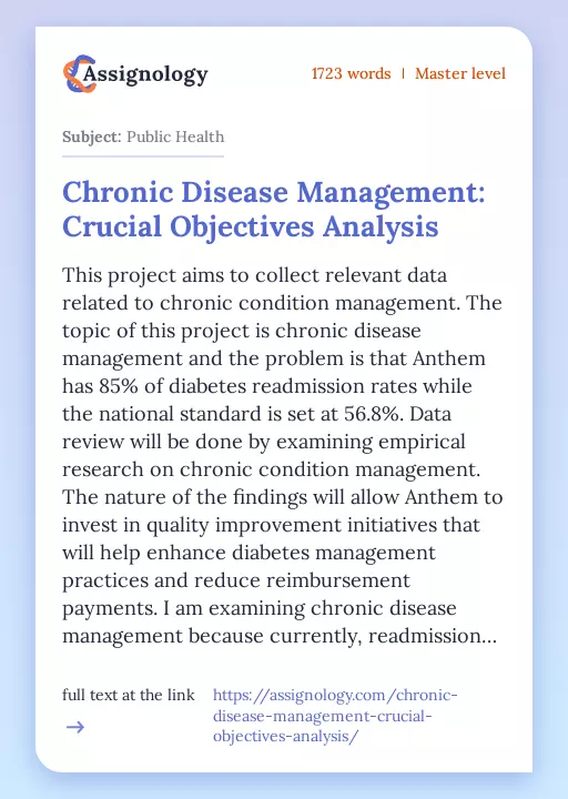 Chronic Disease Management: Crucial Objectives Analysis - Essay Preview