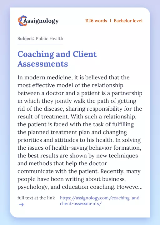 Coaching and Client Assessments - Essay Preview