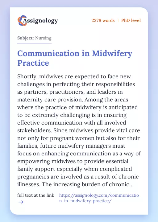 Communication in Midwifery Practice - Essay Preview