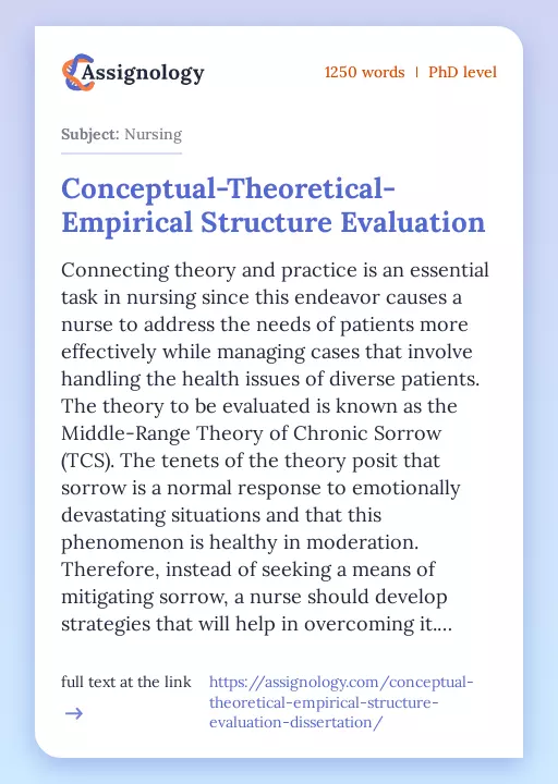 Conceptual-Theoretical-Empirical Structure Evaluation - Essay Preview