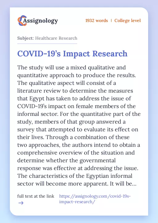 COVID-19’s Impact Research - Essay Preview