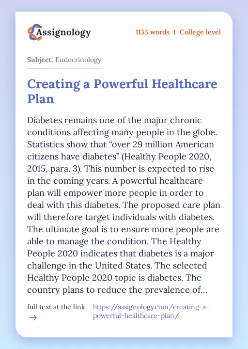Creating a Powerful Healthcare Plan - Essay Preview