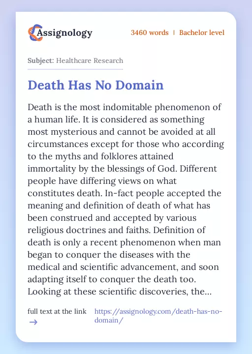 Death Has No Domain - Essay Preview
