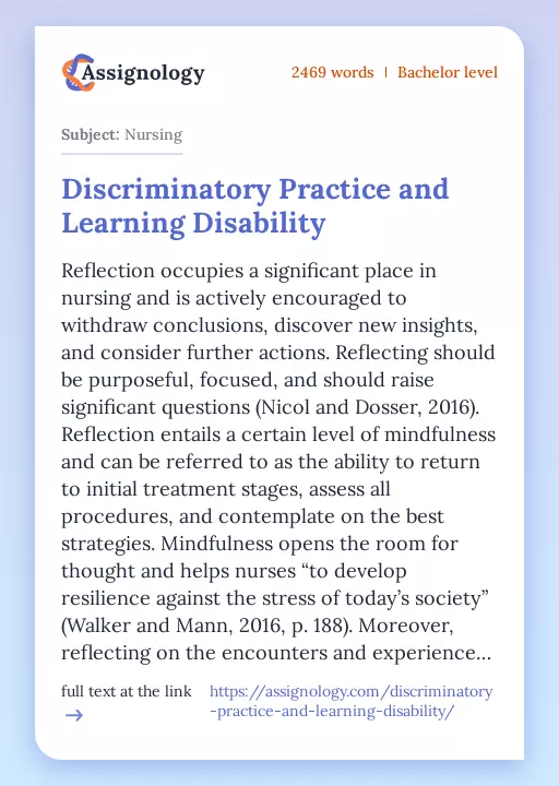 Discriminatory Practice and Learning Disability - Essay Preview