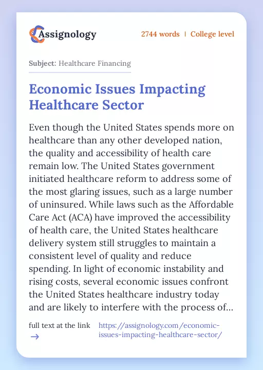 Economic Issues Impacting Healthcare Sector - Essay Preview