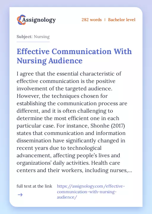 Effective Communication With Nursing Audience - Essay Preview