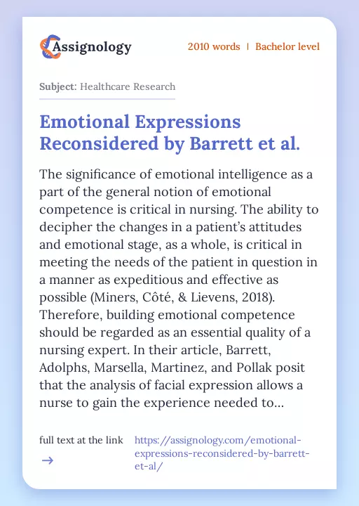 Emotional Expressions Reconsidered by Barrett et al. - Essay Preview