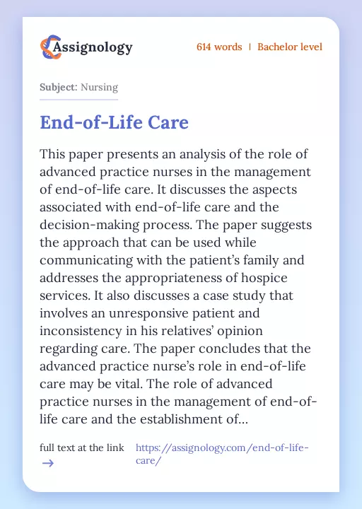 End-of-Life Care - Essay Preview
