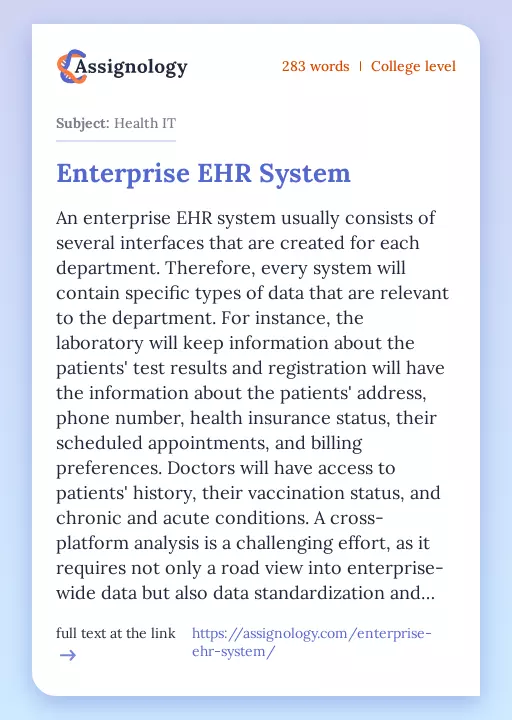 Enterprise EHR System - Essay Preview