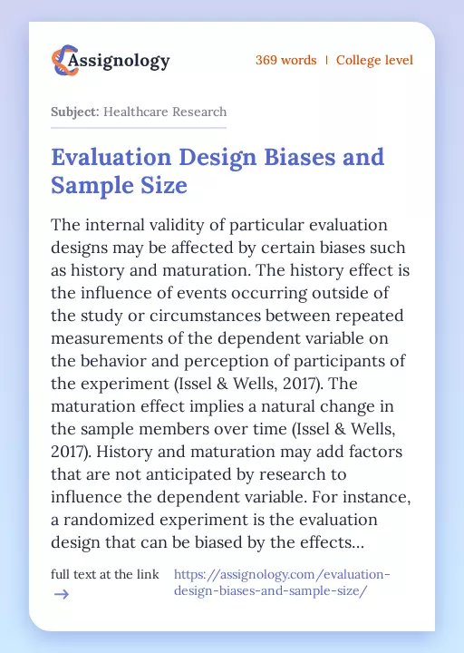 Evaluation Design Biases and Sample Size - Essay Preview