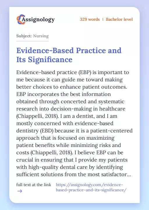 Evidence-Based Practice and Its Significance - Essay Preview