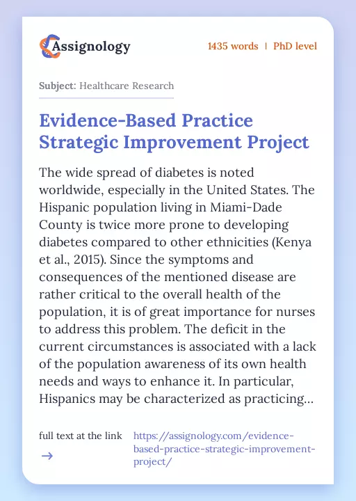 Evidence-Based Practice Strategic Improvement Project - Essay Preview