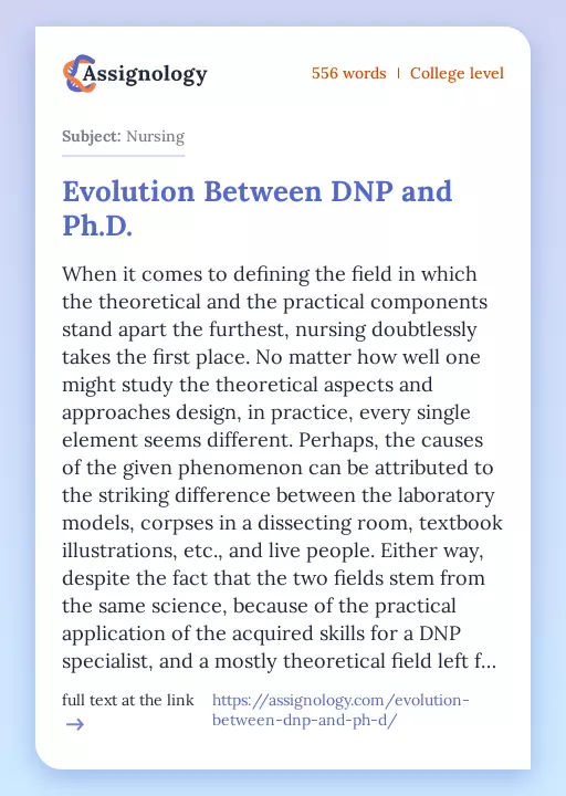 Evolution Between DNP and Ph.D. - Essay Preview