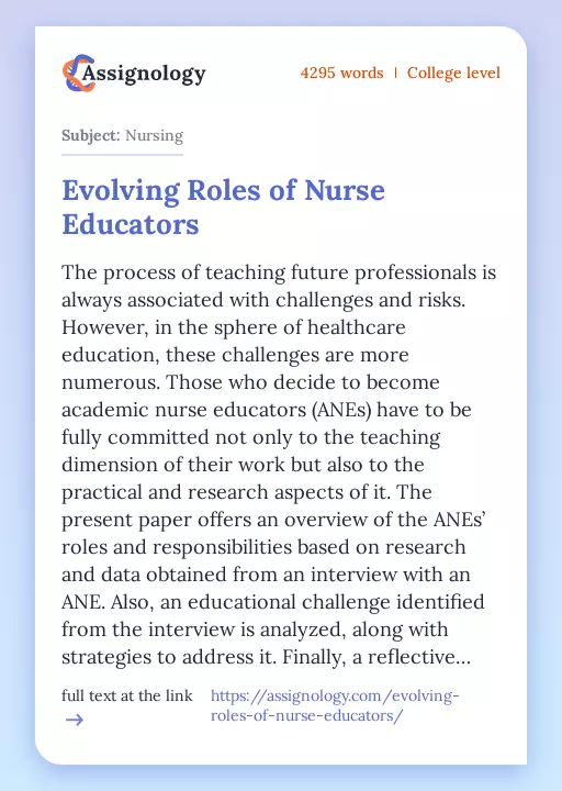 Evolving Roles of Nurse Educators - Essay Preview