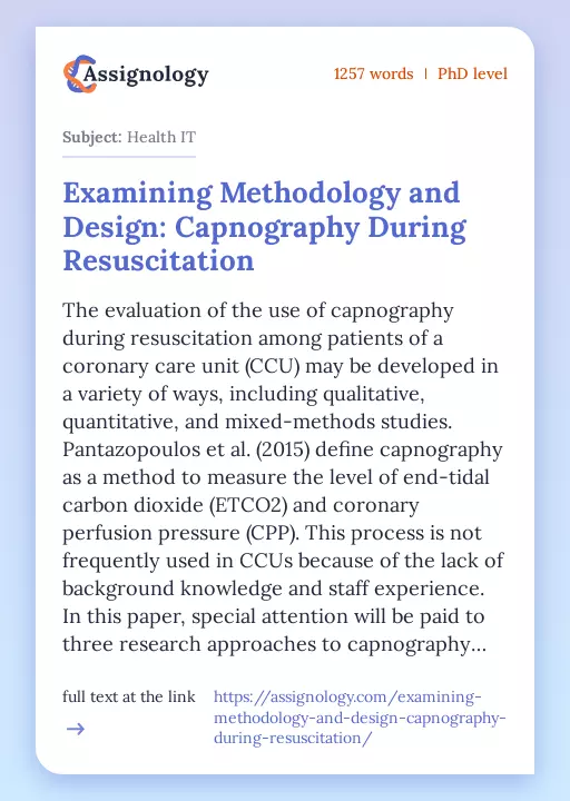 Examining Methodology and Design: Capnography During Resuscitation - Essay Preview