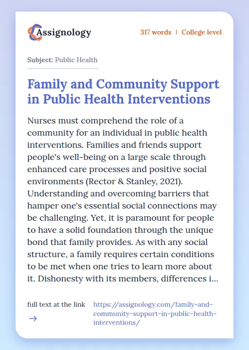 Family and Community Support in Public Health Interventions - Essay Preview