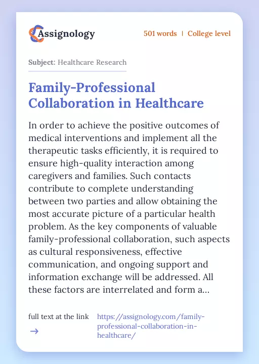 Family-Professional Collaboration in Healthcare - Essay Preview