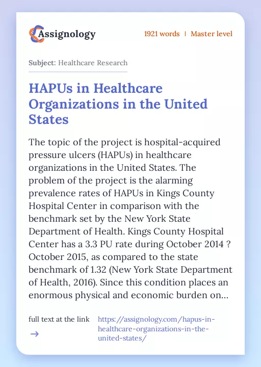 HAPUs in Healthcare Organizations in the United States - Essay Preview