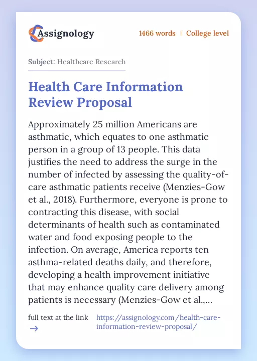 Health Care Information Review Proposal - Essay Preview