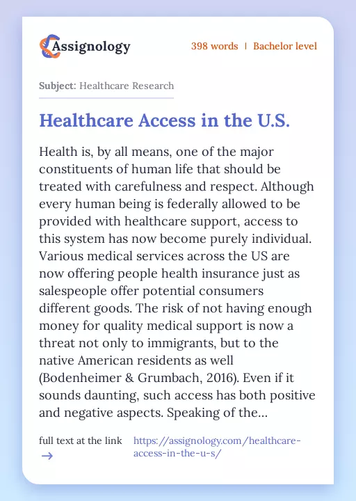 Healthcare Access in the U.S. - Essay Preview