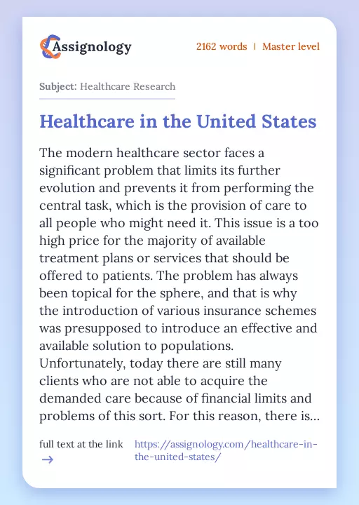 Healthcare in the United States - Essay Preview