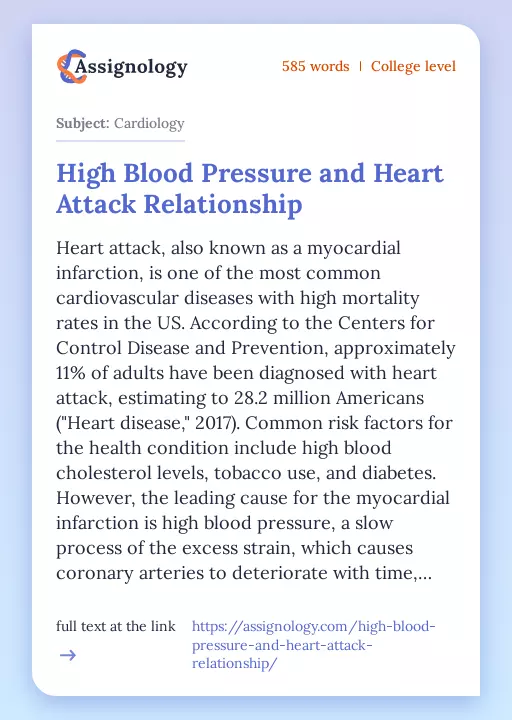 High Blood Pressure and Heart Attack Relationship - Essay Preview
