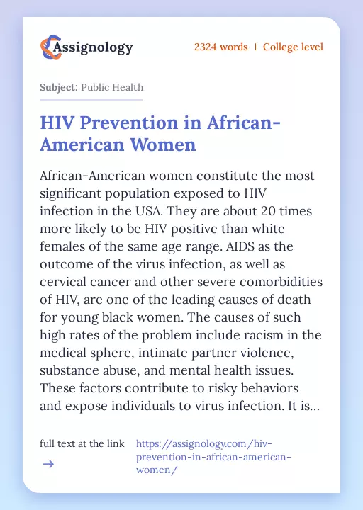 HIV Prevention in African-American Women - Essay Preview