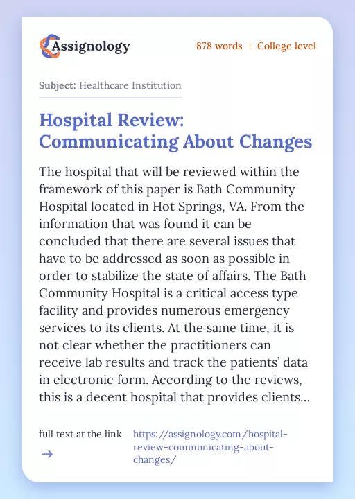 Hospital Review: Communicating About Changes - Essay Preview