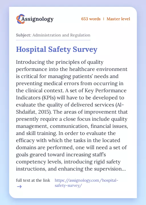 Hospital Safety Survey - Essay Preview