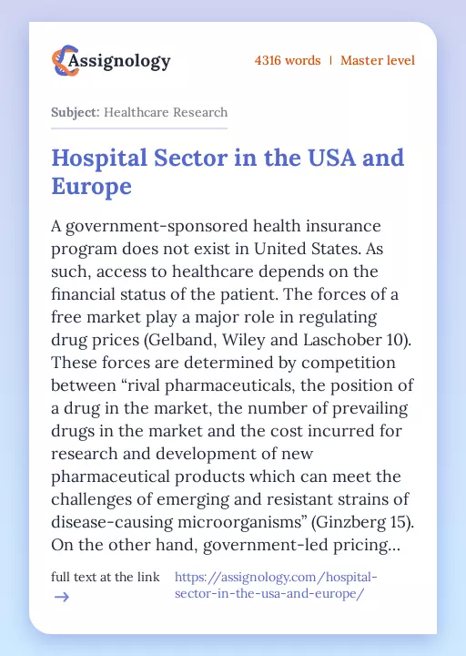 Hospital Sector in the USA and Europe - Essay Preview
